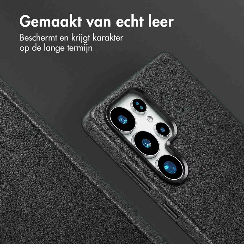 Luxe Echt Leren Samsung Backcover - Onyx Black