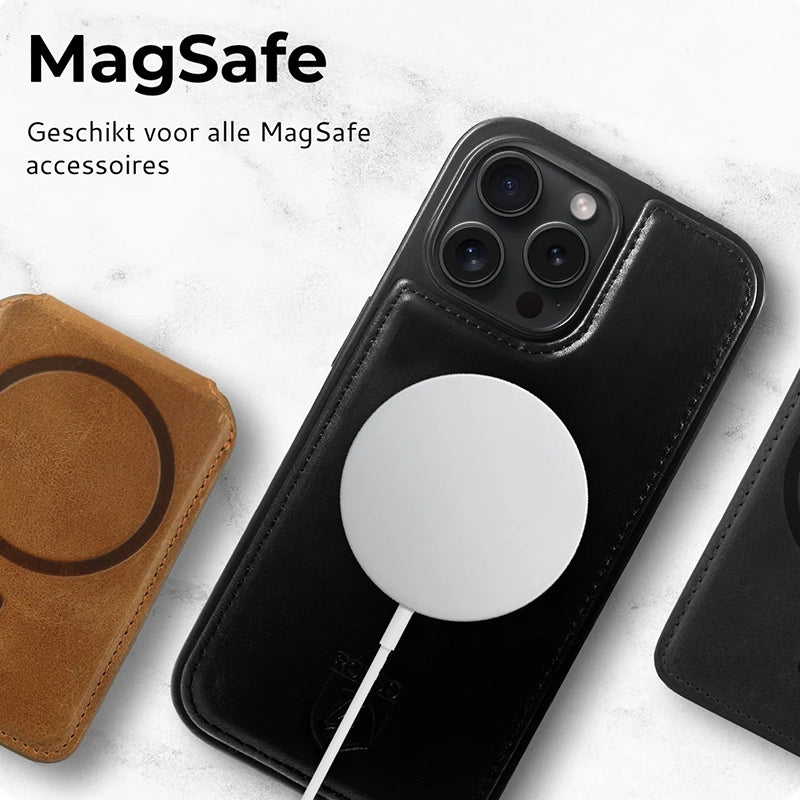 Prestige Echt Leren iPhone Book Case - Zwart