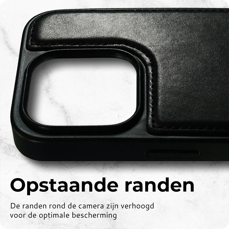 Prestige Echt Leren iPhone Book Case - Zwart