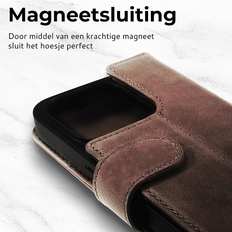 Prestige Echt Leren iPhone Book Case - Bruin