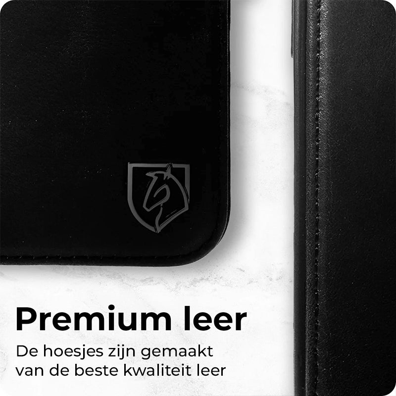 Prestige Echt Leren iPhone Book Case - Zwart