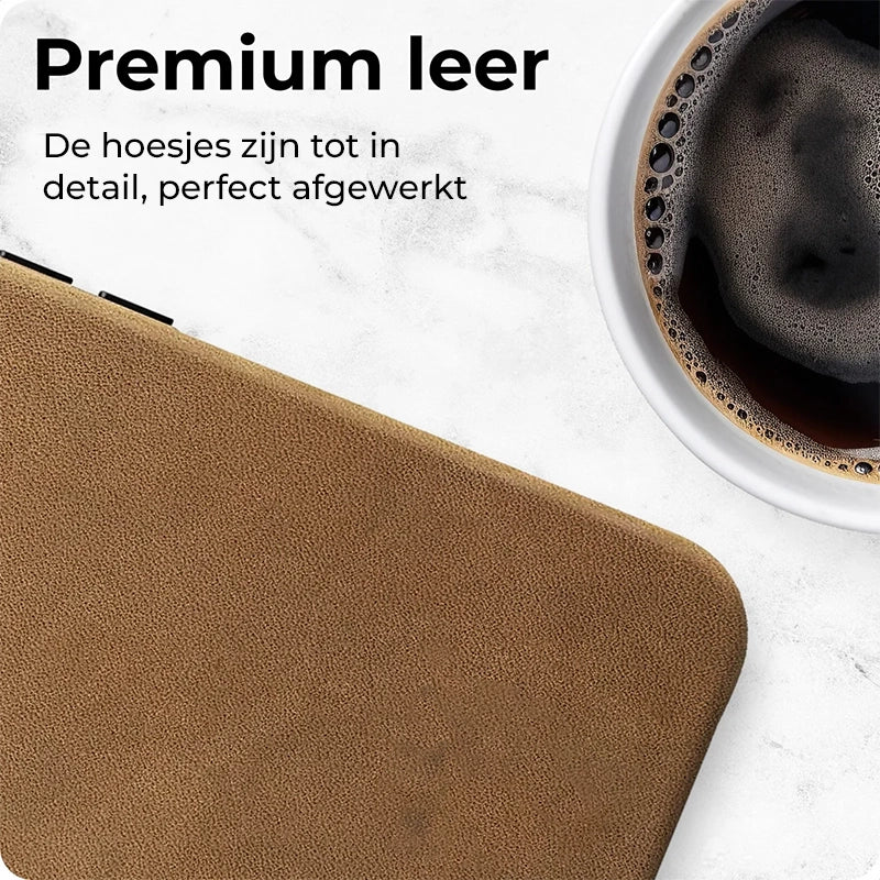 Stijlvolle Echt Leer Back Cover met MagSafe - Lichtbruin
