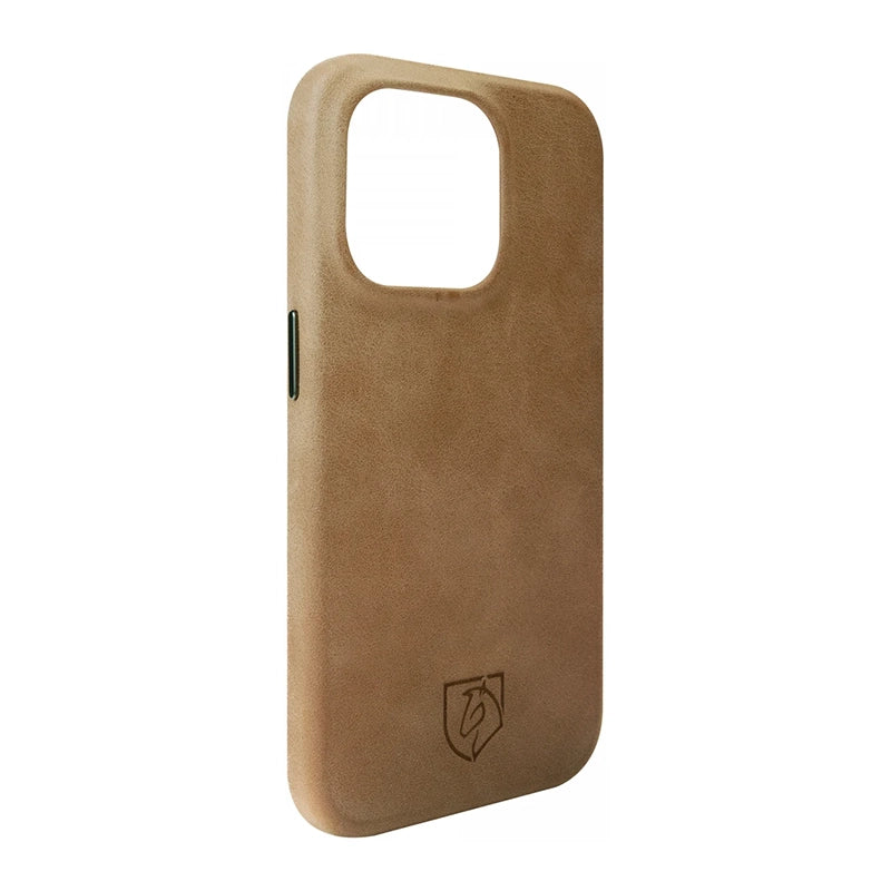 Stijlvolle Echt Leer Back Cover met MagSafe - Lichtbruin