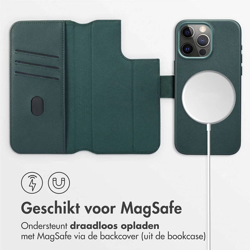 Authentieke 2-in-1  iPhone Leren Hoes - Cedar Green