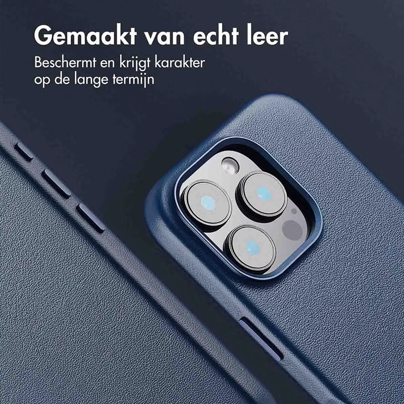 Luxe Echt Leren iPhone Backcover - Nightfall Blue