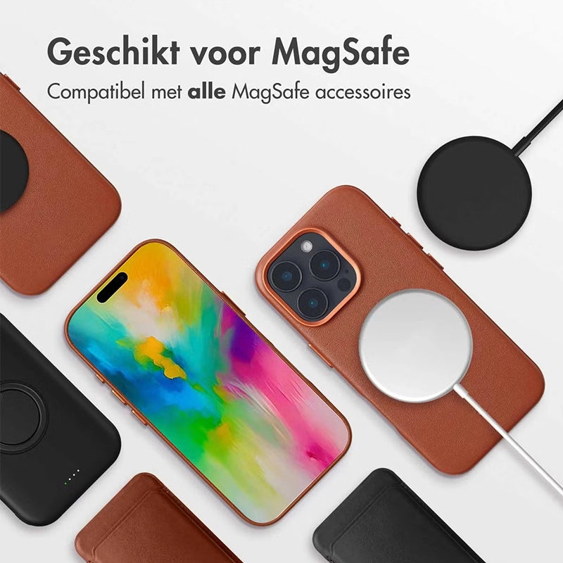 Luxe Echt Leren iPhone Backcover - Sienna Brown