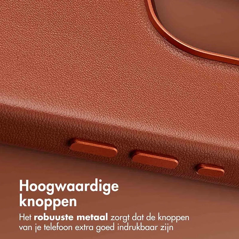 Luxe Echt Leren iPhone Backcover - Sienna Brown