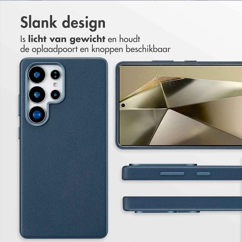 Luxe Echt Leren Samsung Backcover - Nightfall Blue