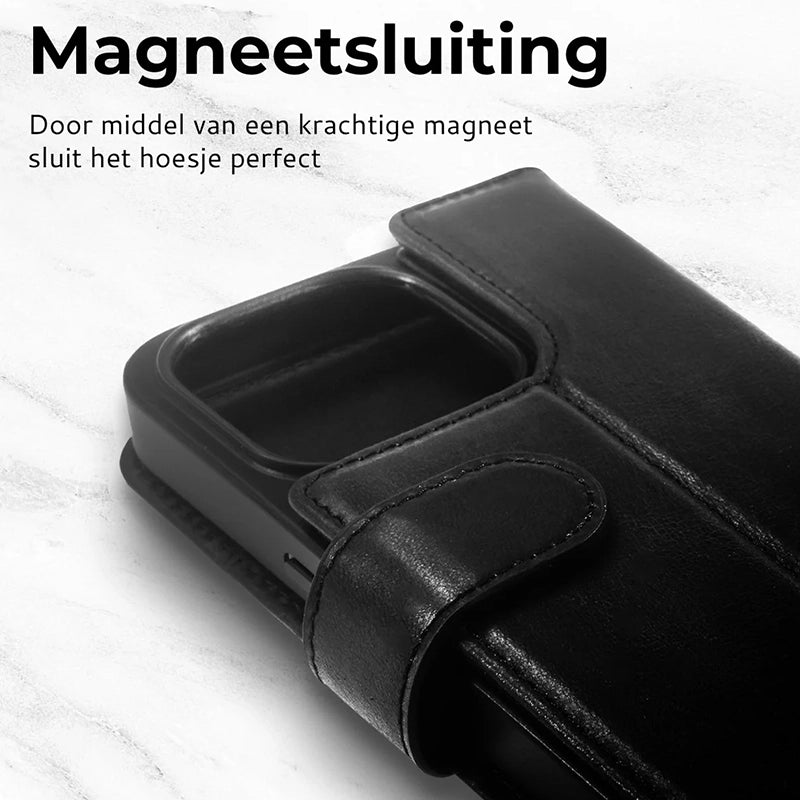 Prestige Echt Leren iPhone Book Case - Zwart