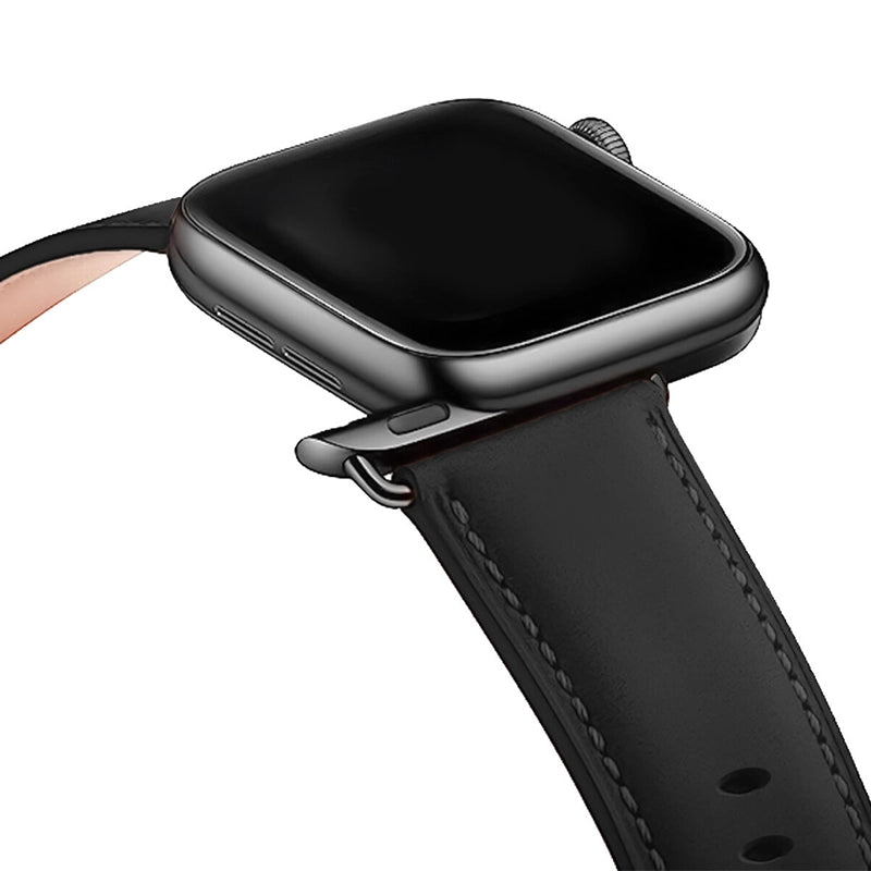 Echt Leer Apple Watch Band - Zwart