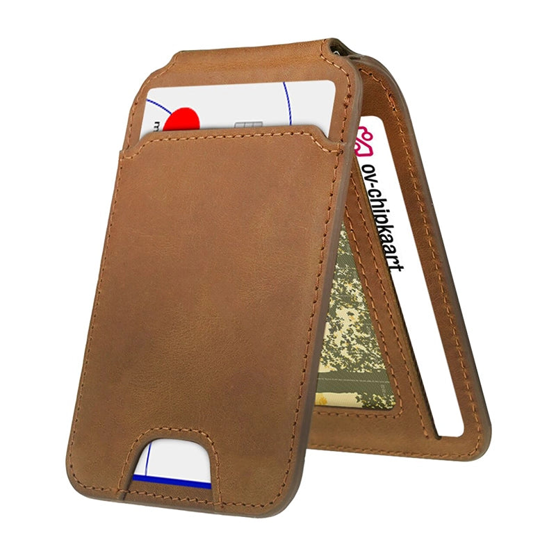 Genuine Leather MagSafe Card Holder - Brown